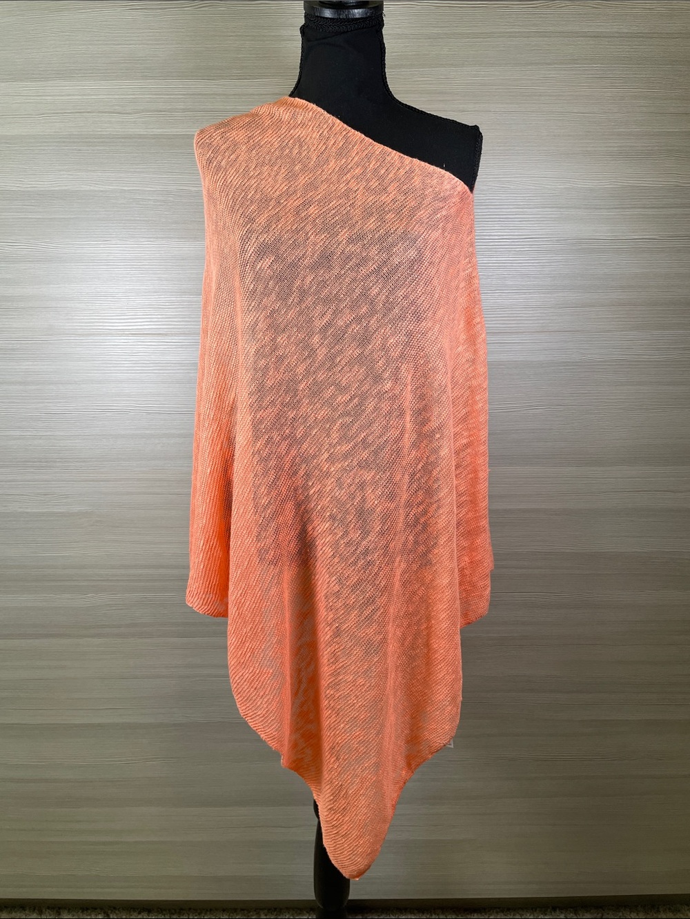 Eileen Fisher NEW Coral 100% Linen Open-Knit Poncho/Shawl/Cover Up